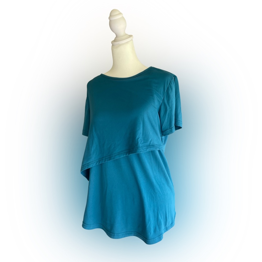 Women’s Teal Short-Sleeve Layered Nursing Tee